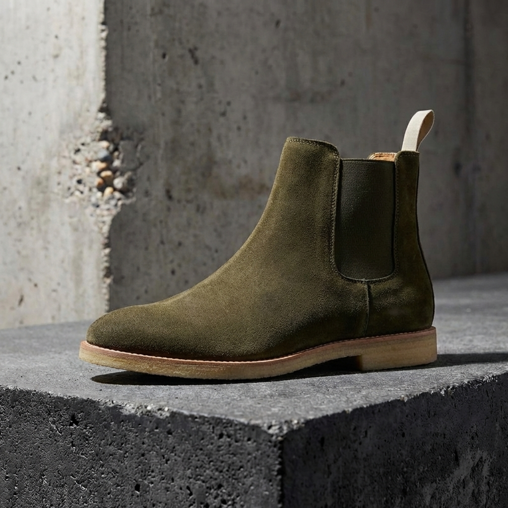 MEN’S BOOTS | CHELSEA | VEGAN SUEDE | BLACK SLIP-ON