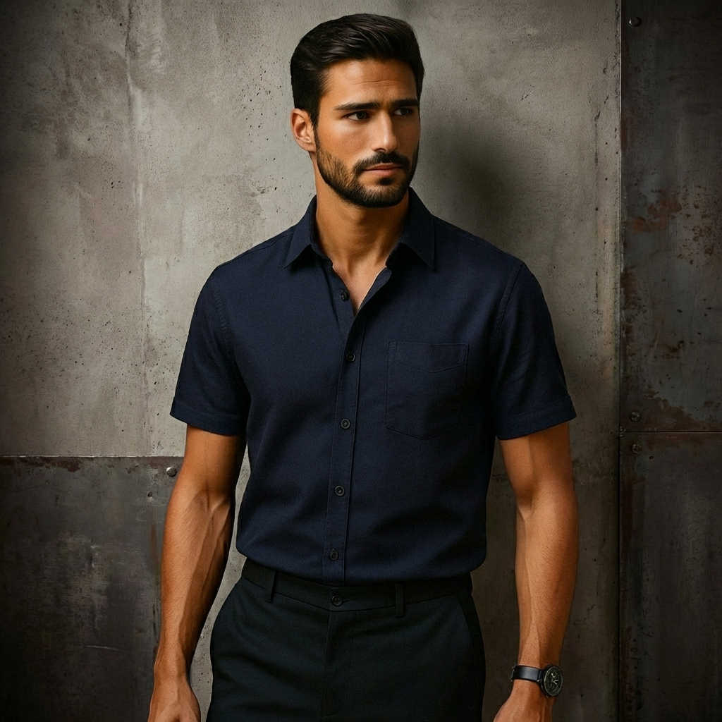 Men’s Button-Front Short-Sleeve Shirt | Chest Pocket