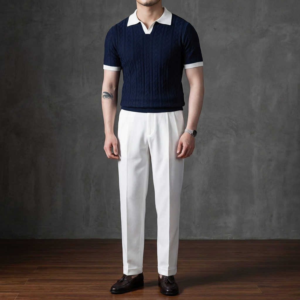 Men’s Knitted Lyocell Polo | Short Sleeve